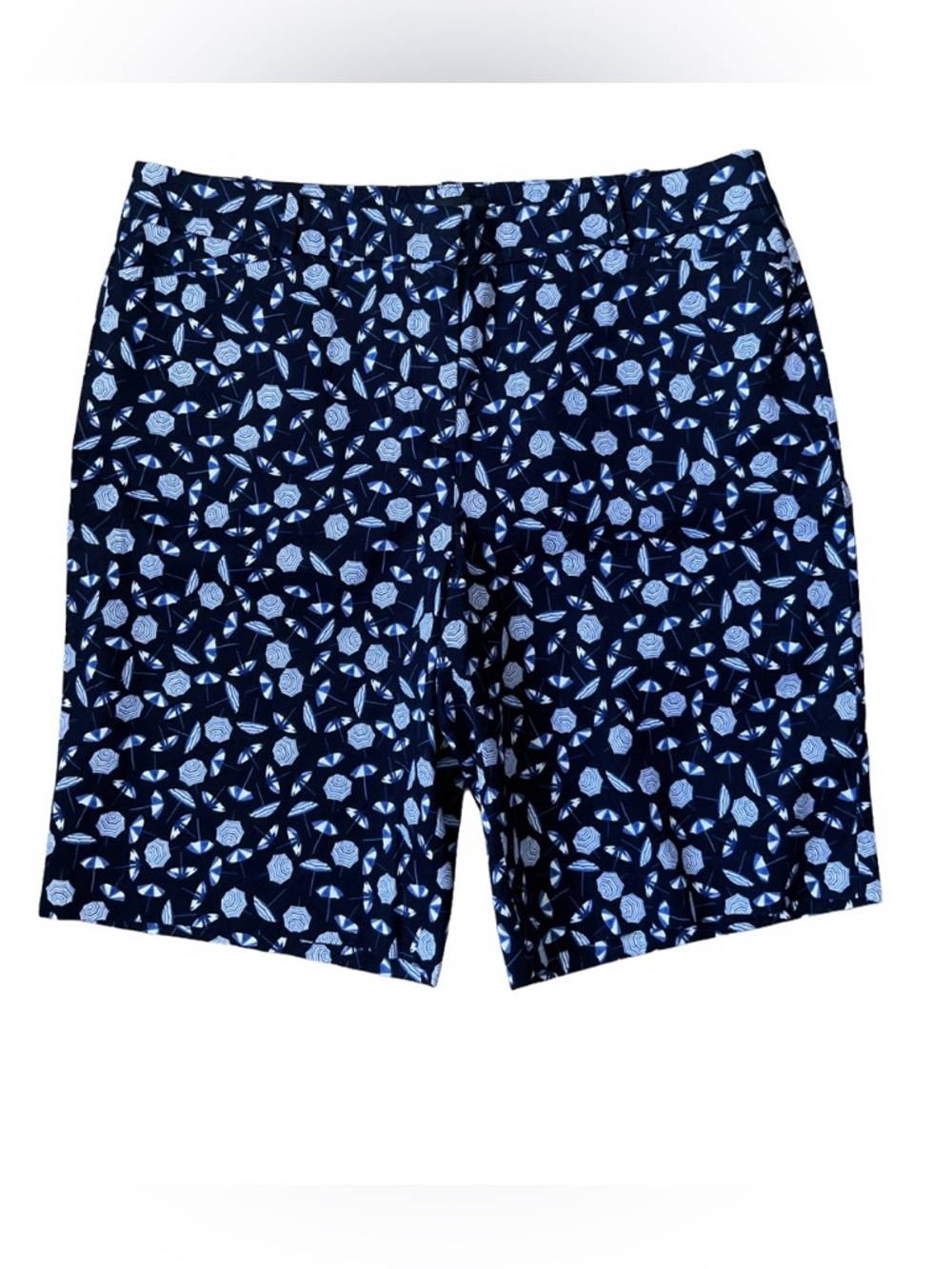 NWT Talbots 10 1/2” Beach Umbrella Print Blue Shorts Size 14